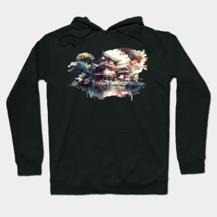 Japanese Architecture In Watercolor Hoodie